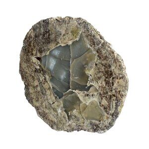 Natural Geode rock With Polished Crystal Interior 5x4.5x3" gray READ
